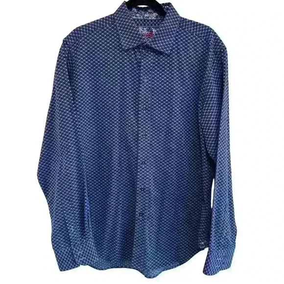 ROBERT GRAHAM Mens Dress Shirt BLUE Plaid Classic Fit Size L - Picture 1 of 7